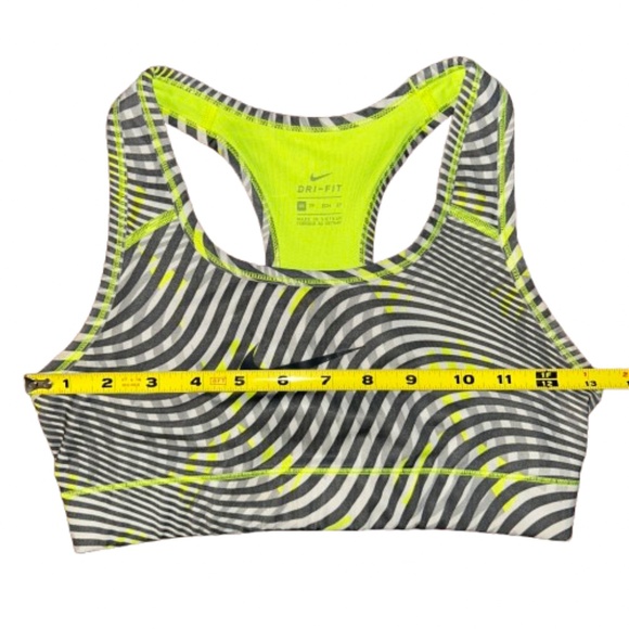 NIKE SPORTS BRA NEON YELLOW GRAY racer back racerback - Picture 4 of 5